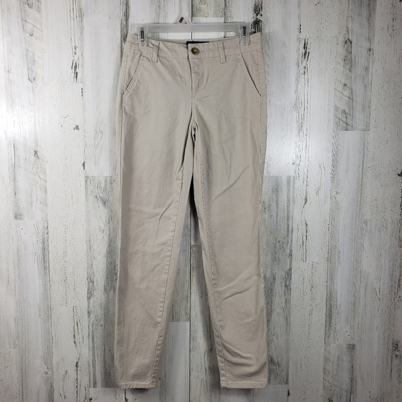 Aeropostale skinny light tan uniform pants women's size 0 - Picture 1 of 12